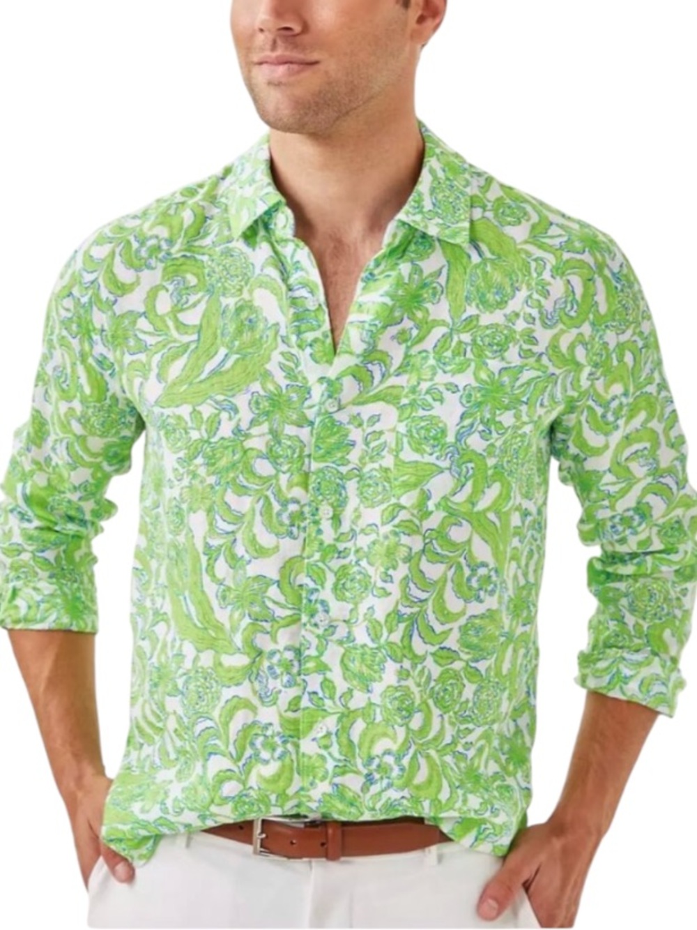 Lilly Pulitzer Men's Stuff Addison Resort White Lil Daffodil Hill Shirt Size XXL